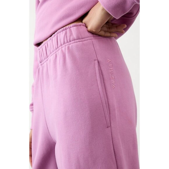Athleta PM Medium Forever Fleece High Rise Jogger Lotus Pink Petite Medium - Picture 3 of 5